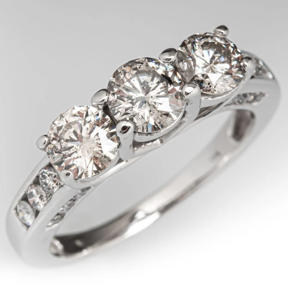 three stone wight gold ring