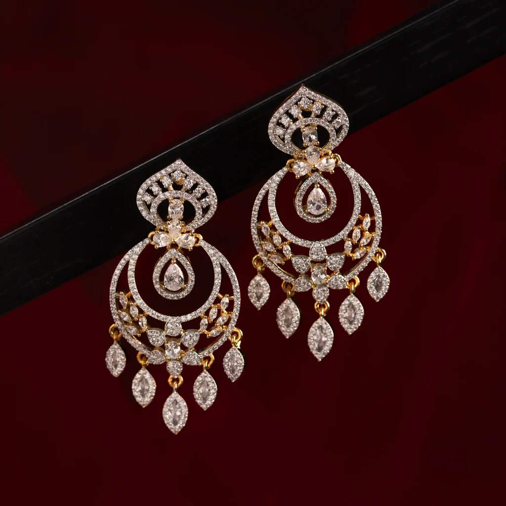 Chandbali diamond earrings