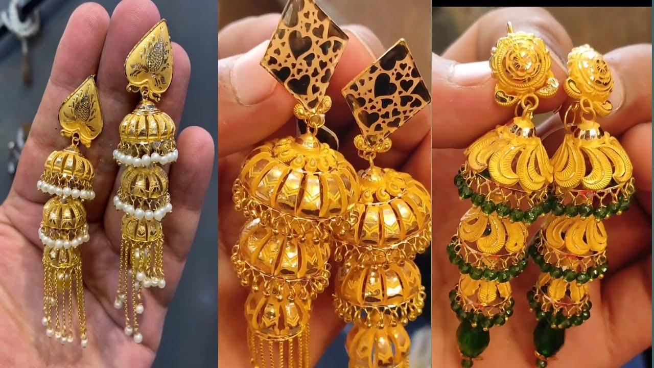 Read more about the article Gold Jhumki Earrings for Kashmiri Pheran Attire